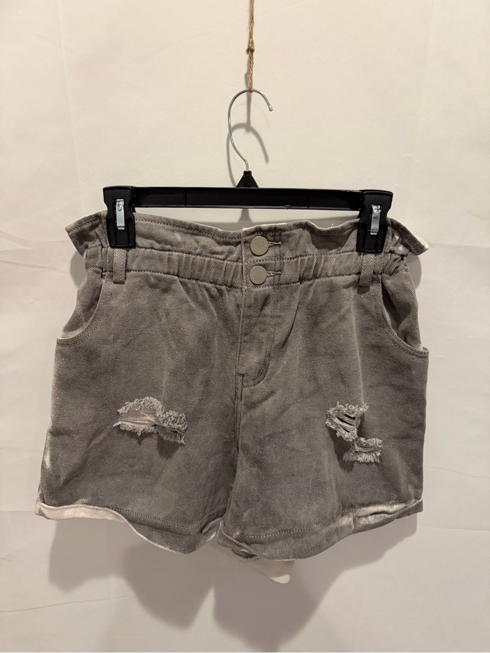 POL Gray Distressed High-Waist Shorts size small but will fit medium.boho,denim
